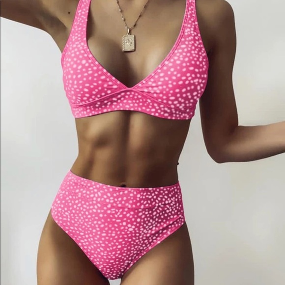 High waisted Dalmatian print dot bikini swimsuit - Picture 2 of 7